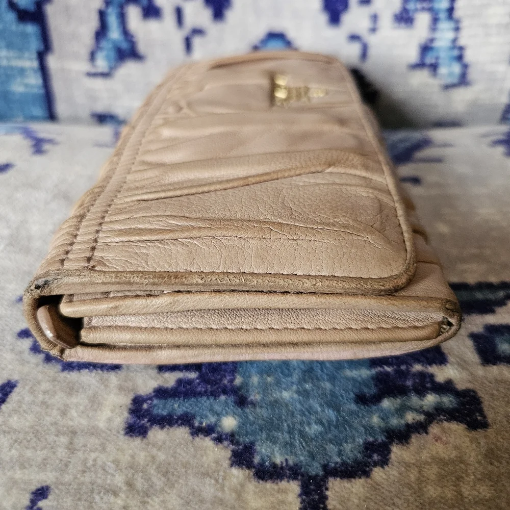 Prada Double Snap Nappa Gauffre'a Wallet Cipria Light Pink Luxury Neutral Italy